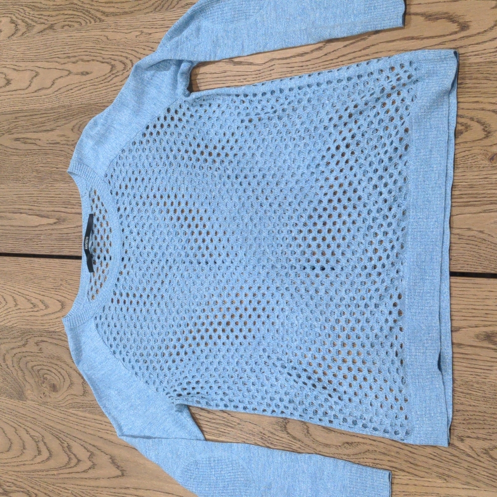 Kensie open knit sweater blue heather XL